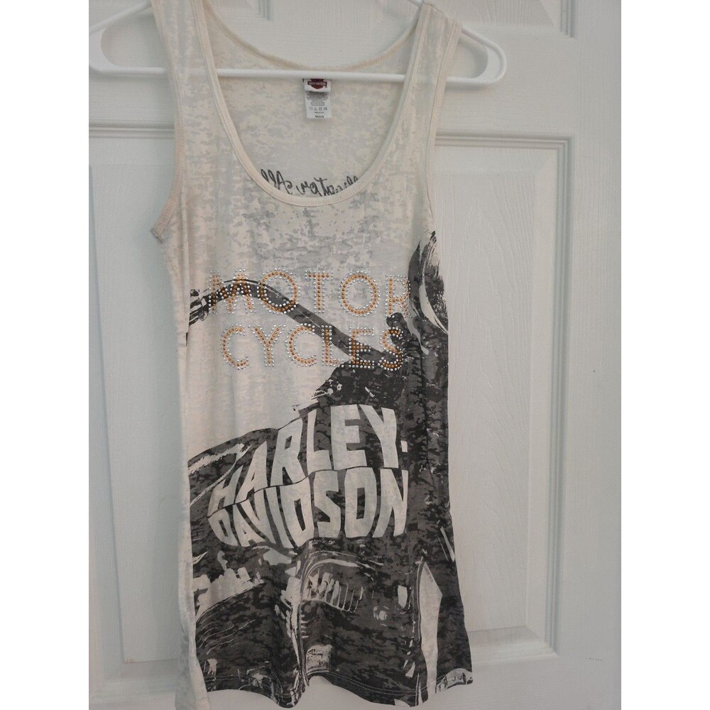 Harley Davidson Alligator Alley Ft Lauderdale Rhinestone Burnout Tank Top 2018 M - Picture 3 of 6